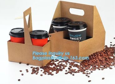 Eco Friendly Disposable Kraft Paper Take Out 2 Pack Coffee Cup Drink Carriers 2 Pack Paper Cup Holders bagease package