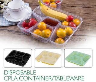 Disposable corn starch plates biodegradable corn starch food container, Disposable PLA Serving Divided Lunch Tray