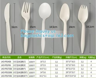 wholesale Biodegradable cPLA plastic white cutlery set,Eco-friendly Disposable Biodegradable Corn Starch Spork-Fork Spoo