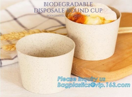 Wheat straw Compostable PLA eco-friendly biodegradable Biodegradable ECO Friendly PLA Plastic Cup with Lid bagease pac