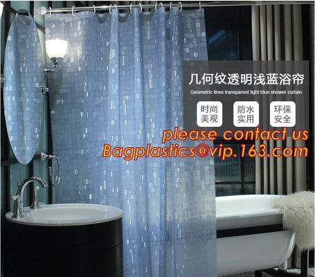 Mould Proof Waterproof white and black trellis design pvc custom bath curtain printed shower curtain, High quality Polye