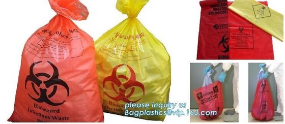 Draw string Biohazard garbage/trash bag for infecciosas/hospital use, biohazardous waste bag, bagplastics, bagease, pac