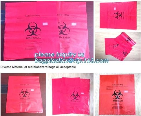 Red bag, yellow medical biohazard waste bag, hospital biohazard medical waste, autoclavable infectious waste poly bag