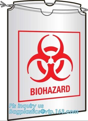 Large Drawstring Biohazardous Waste Bags, Nice printing red incinerate waste bag, Biohazard Bags Medical Waste Bags with