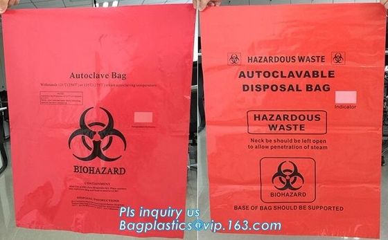 biohazard red color disposable plastic medical bags, Autoclave Biohazard Bags Medical Disposable Plastic Bags, bagease