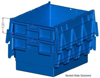 Heavy duty stackable attached lid turnover box, Stackable and nestable plastic shipping tote box for storage or moving