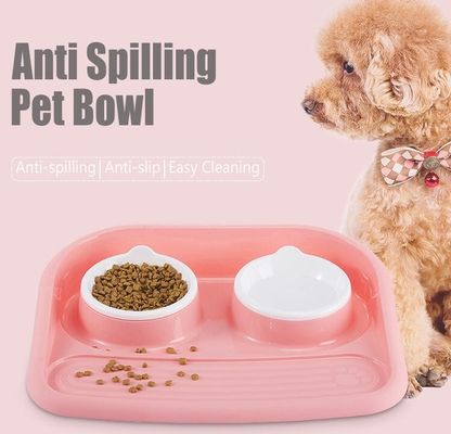 Non Slip Plastic Feeding Dishes No Spill Pet Dog Cat Double Food Water Bowl For Cat Dog, Premium Colorful Dog Water Food