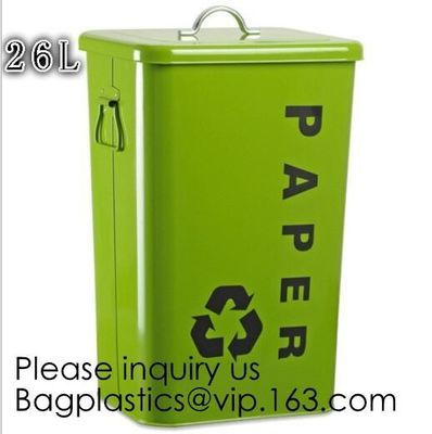 Household Metal Tin Garbage /Dust Bin,Metal Dog Pet Food Storage Bin Tin/Galvanized Trash Can/Garbage Bin,Store Supplies