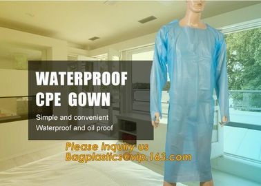 Disposable CPE plastic gown/Plastic coat Elastic cuff/Thumb Cuff,disposable hospital CPE isolation gown /protection gown