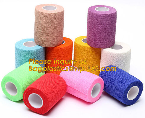 Nonwoven Self Adhesive Colored Vet Wrap Pet Care Sports Elastic Cohesive Bandage,100% cotton zinc-paste elastic bandages