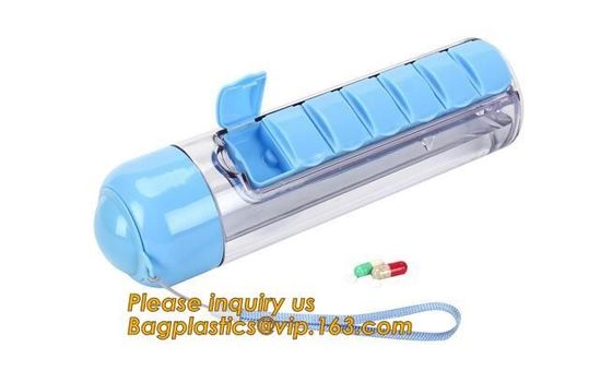 Travel Water bottle, Pill reminder modern pill box white oem, funny pill box with timer alarm decorate, water bottle box