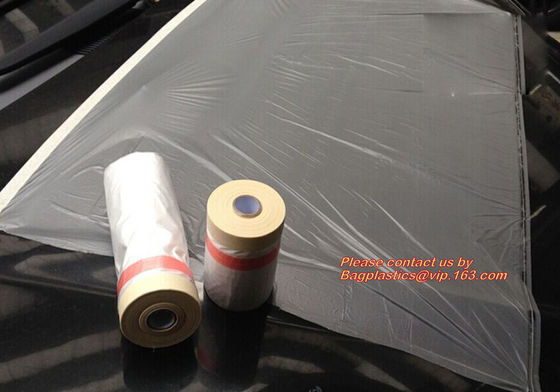 HDPE taped paint masker film, masking plastic film with tape, masking plastic film with tape in dispenser, Washi tapeS