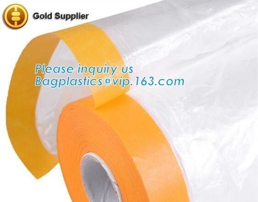 PE protect cover self adhesive mask film taped on one side Plastic cover sheet drop cloth for furniture, masking films