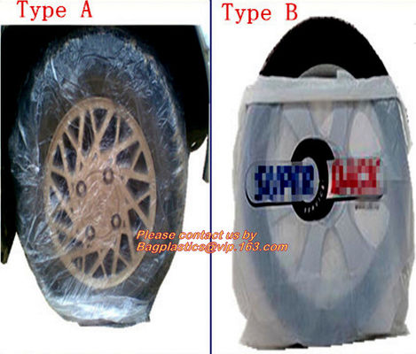 Heavy duty wheel bag masker tire storage bag, Disposable PE plastic tyre bag on roll, Tire storage bag disposable tyre c