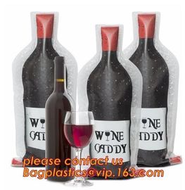 Zip sealed liquor bubble bags bottle protector Travelling liquor bubble sleeves air wine bubble bags Zipped bottom plast