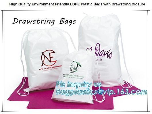 Biodegradable Environment friendly LDPE Plastic bags with DRAWSTRING closure bags, backpack, drawtape bag, essentials