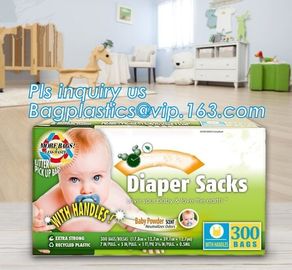 En13432 certified eco friendly biodegradable nappy sacks, Eco-friendly Scented Baby Sacks Tie Handle Disposal Diaper Bag