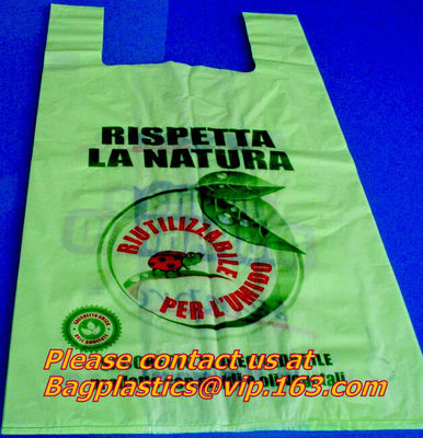 HDPE biodegradable bags, biodegadrable T-shirt bag,100%biodegradable bag EN13432