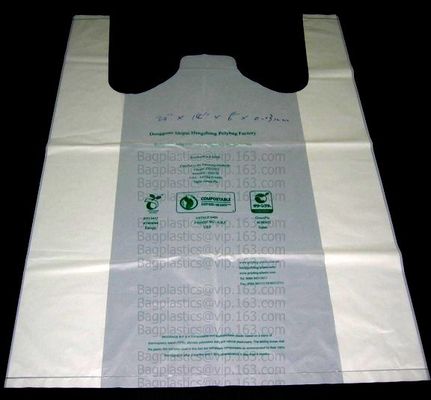 Starch Biodegradable T Shirt Bags Made Of PLA PBAT, 100% Biodegradable &amp; Compostable,T-Shirt Shopping Bags, DOLLAR STORE