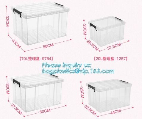 Household Multi-function Large Size Clear Plastic Storage Box Sundry Clothes Storage Box With Lid, First Aid Plastic Tra