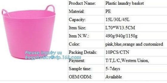 Plastic Laundry basket, organizer basket with customized size, laundry storage bag laundry basket with two pockets from