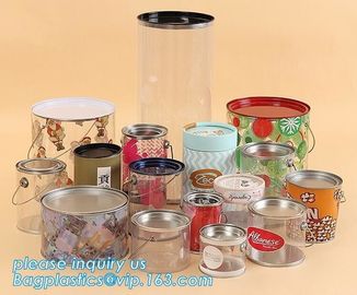 OEM ODM Accepted 680ml Plastic PET Clear Round Can For Mint Storage,Clear 1 gallon PET paint can &amp; lid with metal handle