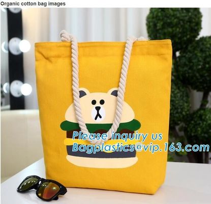 Wholesale white color letters series printing rough rope handle cotton canvas fabric foldable tote shopping bag bagplast