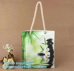 Cotton handle bag shopping tote bag with custom printing,waxed standard size 12oz organic blank rope handle cotton canva