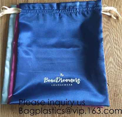 Luxury Satin Handbag Dust Cover Bag,Dark Blue Thick Matt Satin Pouch With Ribbon,Satin Drawstring Bag For Bikini package