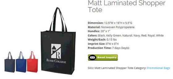 MATT LAMINATED SHOPPER TOTE, supply all kinds of packing options, according to OEM: shipping marks, bubble bags, PAC, PK