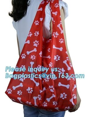 190T polyester animal folding reusable shopping bag with small pouch,Eco friendly folding polyester foldable reusable sh