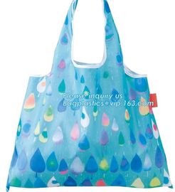 Custom heat sublimation reusable green polyester grocery fold tote bag foldable shopping bag,Drawstring Backpack/Promoti