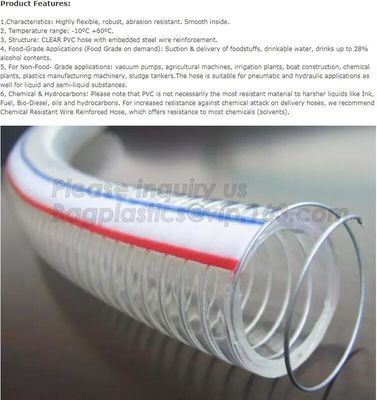 manufacture transparent pvc steel wire spiral reinforced water hose,coveying water, oil and powder in the factories, agr