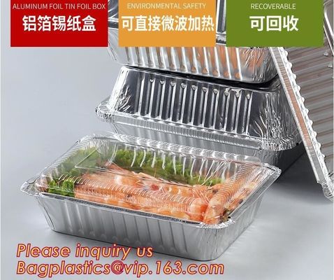 Food grade aluminium foil container/ carryout lunch box/tray with Cardboard Lid,airline foil food container bagplastics