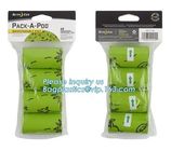 Biodegradable Plastic Dog Pet Waste Poop Bags, unscented dog poop waste bags with tie handles, custom printed pet clean
