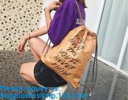 Nature Brown Color Tyvek Drawstring Bag With Two Direction Drawstring,Recycle Dupont Tyvek Paper Drawstring Bag For Girl