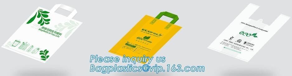 Biodegradable and compostable PBAT handle bag, compostable handy bag, die cut handle, soft, handle Compostable trash bag