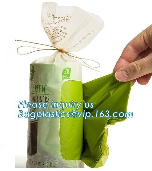 Compostable Caddy Liners plastic Garbage Bag on Roll, biodegradable compostable garbage bag for construction wastes