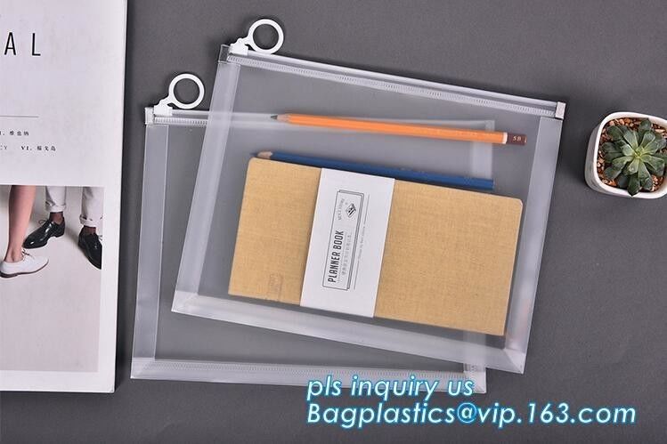 plastic Zippered Envelope Ziplock Waterproof PP Bags Seamless Slider Closure Storage Pouch for A4 Paper,Magazine,Memo