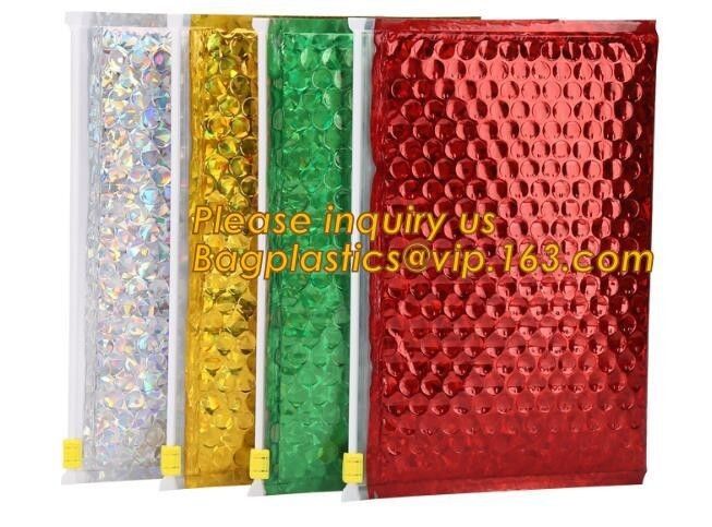 Hot Metallic Colorful Bagease Packaging Zipper Bubble Bag For Cosmetic Packaging,Ziplock Bubble Bags are Made of PET/CP