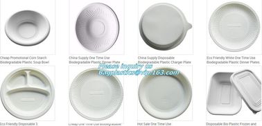 Disposable corn starch plates, biodegradable corn starch food container, biobased food tray