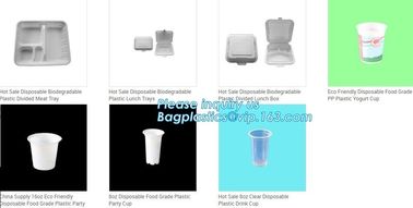 Biodegradable Disposable Trays, corn starch fast food box, Disposable Biodegradable Blister Round Food Tray