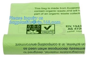 China biodegradable compostable plastic trash bag on roll, 100% COMPOSTABLE PLASTIC T-SHIRT BAG- ITALY MARKETS