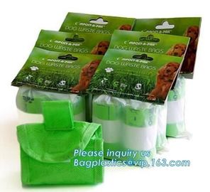 Eco friendly Dog Waste Pet Poop Bags Refill Rolls with dipenser, bone shape dispenser eco biodegradable dog poop waste