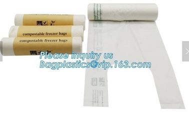 Eco-friendly compostable LDPE transparent frozen flat food bags on roll, Biodegradable Plastic T Shirt Food Bag Composta