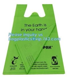 Factory supply 100% biodegradable t-shirt garbage bag,corn starch plastic compostable trash bag