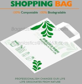 Promotional White EN13432 Certified Compostable shopping bag for supermarket, 100% compostable plastic t-shirt shopping