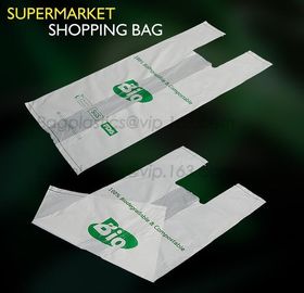 Cornstarch 100% biodegradable compostable shopping bag on roll, compostable 100% biodegradable shopping bags with EN1343