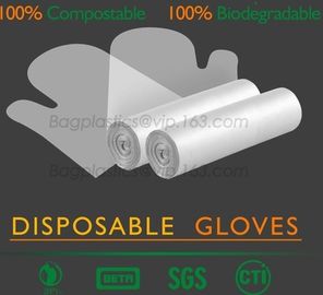 medical compostable disposable plastic gloves, EN13432 BPI OK compost home ASTM D6400 cheap Factory OEM biodegradable di