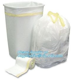 drawstring trash bags on roll disposable bag in compostable, biodegradable compostable drawstring non plastic trash bag